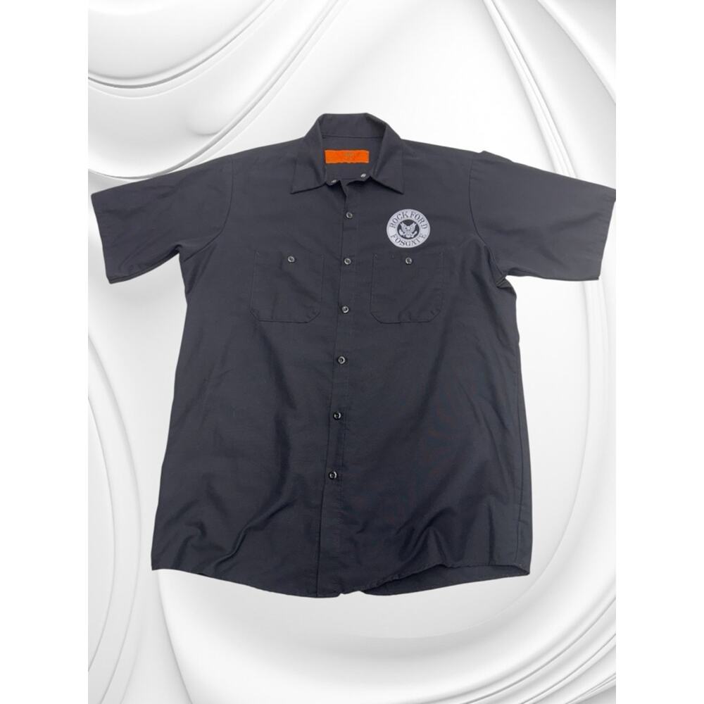 ROCKFORD FOSGATE Men’s Large Black Shoet Sleeve Work Shirt RED KAP